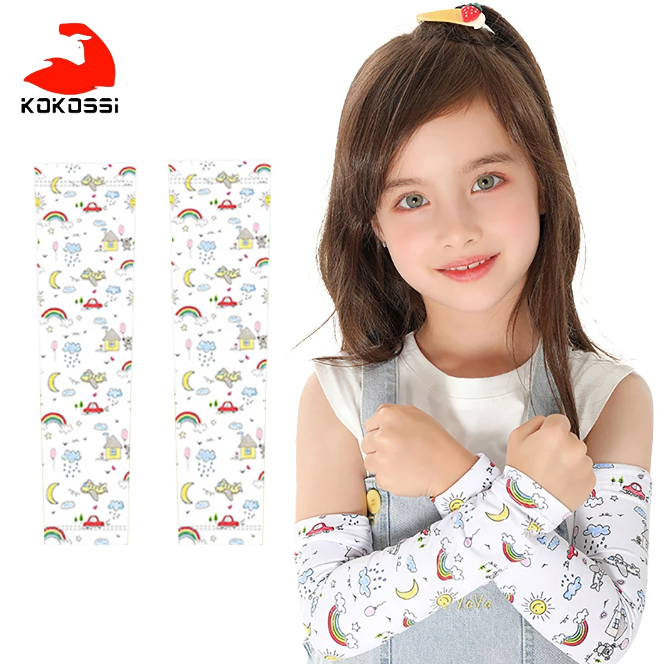 KoKossi Children Sun Protection Ice Sleeves Are Lightweight Breathable Kid Outdoor Sports Arm Protect Sleeves Non-Slip Anti-UV