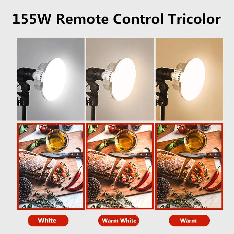 85W LED Light Bulb 3200K-5500K Photography Lamp Bulb E27 Mount with Remote Control for Studio Photography Home Warehouse Office