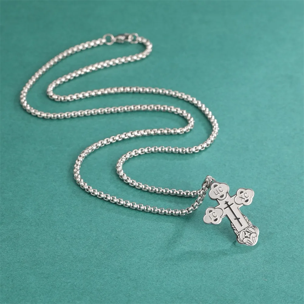 Dawapara östliche orthodoxe serbische Kreuz Anhänger Halskette Edelstahl Schmuck Talisman Charm Halsketten – Detail 15