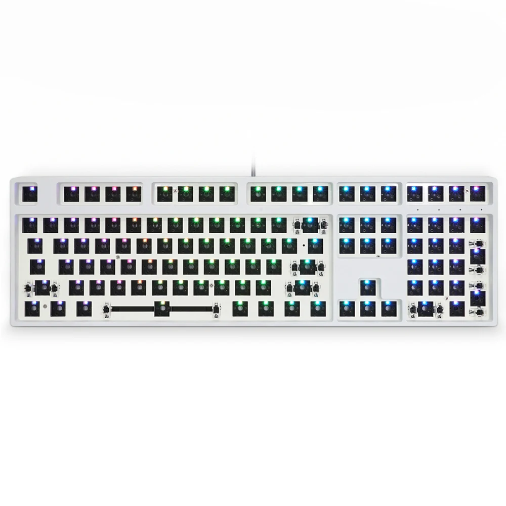 GK108 GK 108 hot swappable 100% Custom Mechanical Keyboard Kit support rgb switch led type c software balck white case