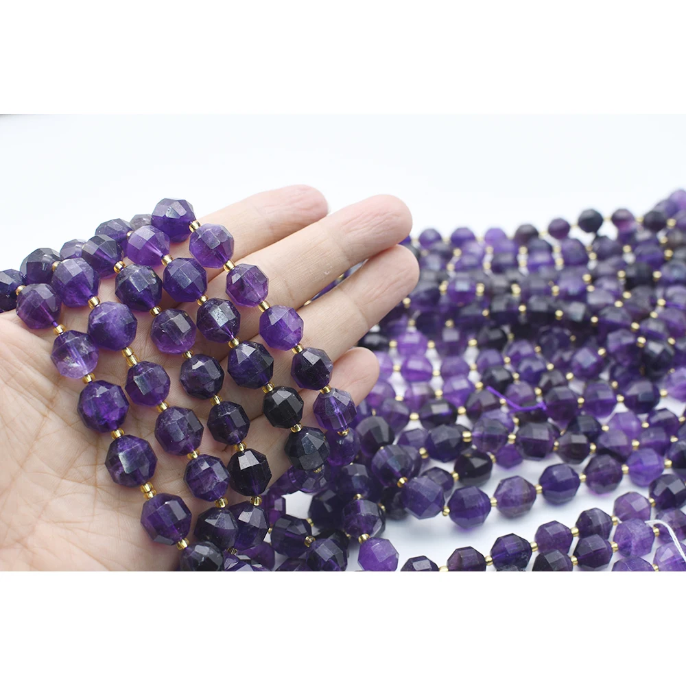 8mm AA Natural Faceted Amethyst irregular round Stone Beads For DIY necklace bracelet jewelry making 15 