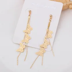 New Fashion Butterfly Long Tassel Dangle Earrings Elegant Hanging Butterfly Drop Earrings For Women Charming Jewelry Gifts