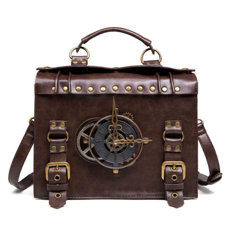 

Steampunk Vintage Crossbody Bags For Women Leather Handbags Shoulder Sling Bag Female Bolsos Mujer Goth Techwear Postman Box