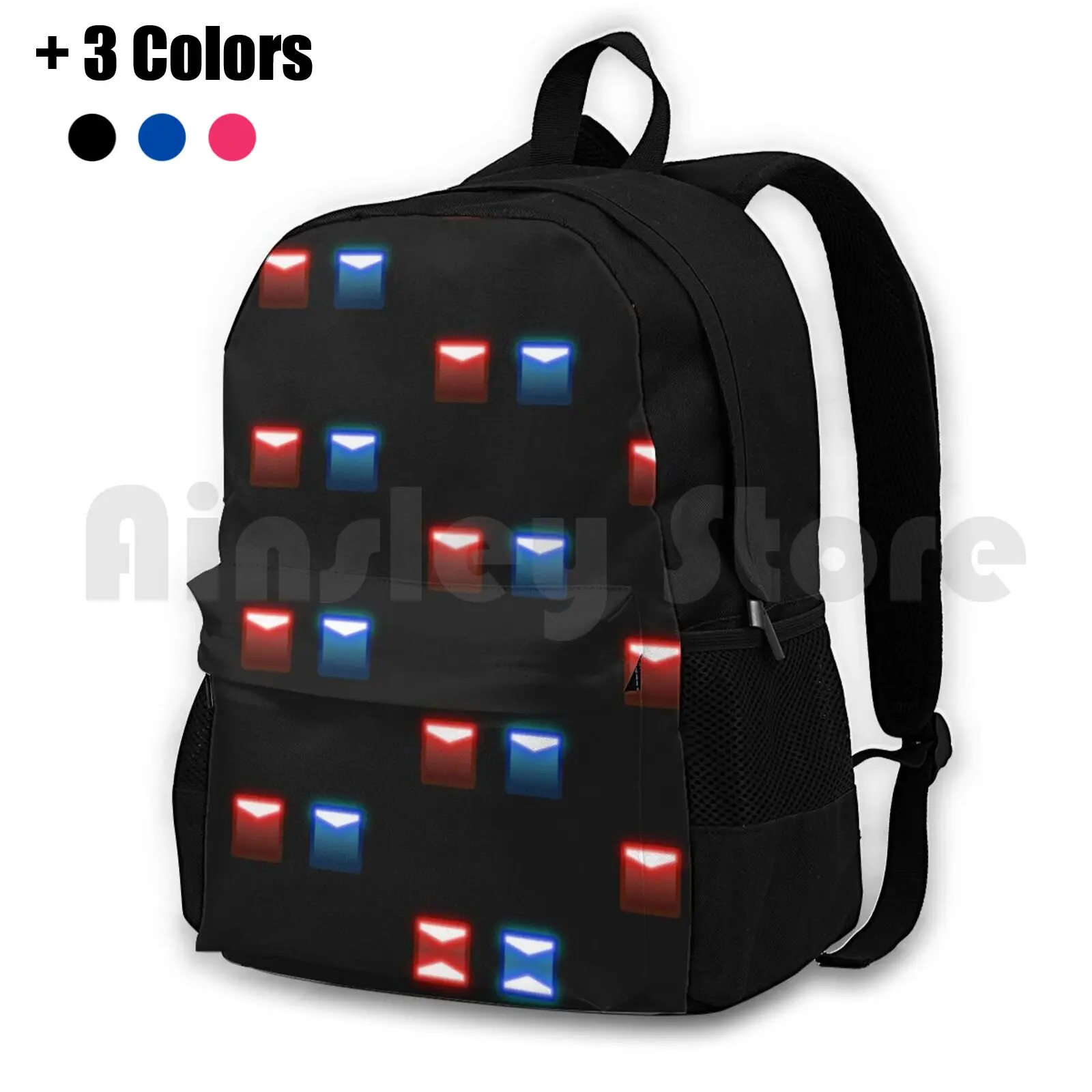 Beat Saber Blocks : Red And Blue Outdoor Hiking Backpack Riding Climbing Sports Bag Beat Saber Ddr Stepmania Osu Guitar Hero