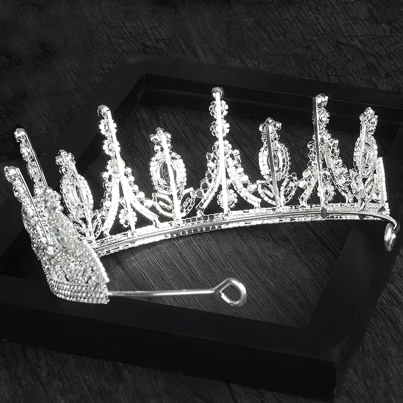 HG004 New plain korean girl rhinestone zircon crown elegant princess bridal wedding tiara fashion hair hoop for women