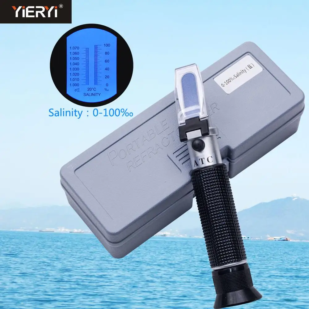 

Yieryi 2019 New Salinity Meter 0-100‰ Sodium Chloride Concentration Mariculture Breeding Refractometer With Plastic/PU Box