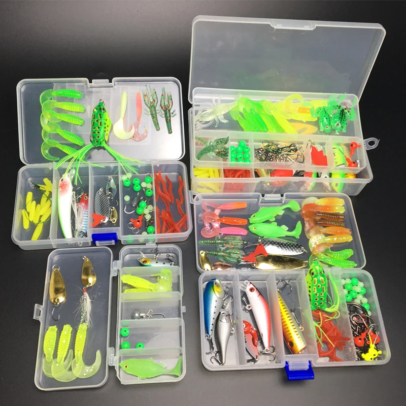 

18/63/112/121pcs Fishing Lures Set Mixed Soft Lure Kit Fishing Tackle Metal Jig Spoons Crankbait Artificial Bait Fishing Pesca