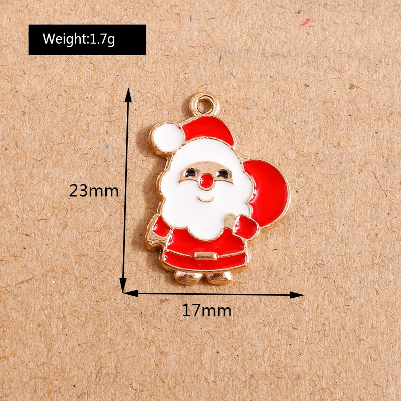10 Stück Mix süße Emaille-Weihnachtsanhänger für die Schmuckherstellung, Weihnachtsbaum, Hirschglocke, Charms-Anhänger für Halsketten, Ohrringe, Geschenke – Detail 20