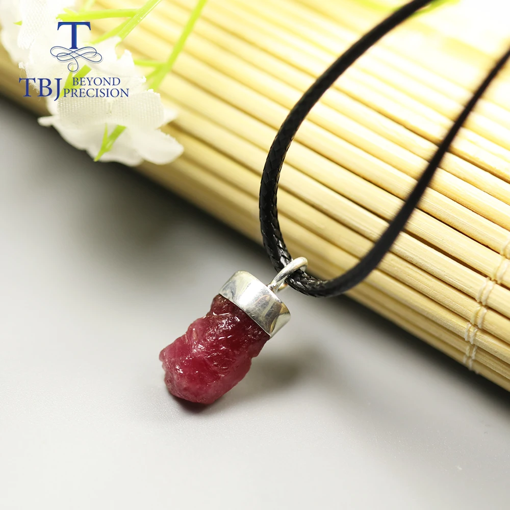 Ice cream shape Handmade Pendant natural zambia emerald Ruby gemstone Rough pendant 925 sterling silver jewelry for girls cute