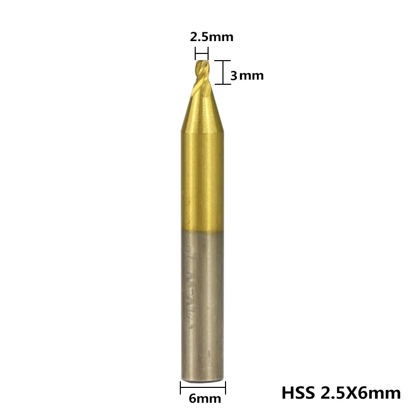 CMCP 1 Stück 6 mm Schaft Titanbeschichtete Schlüsselfräsmaschine Schaftfräser 1/1,5/2,0/2,5/3,0/4,0/5,0 mm vertikale Schlüsselmaschine