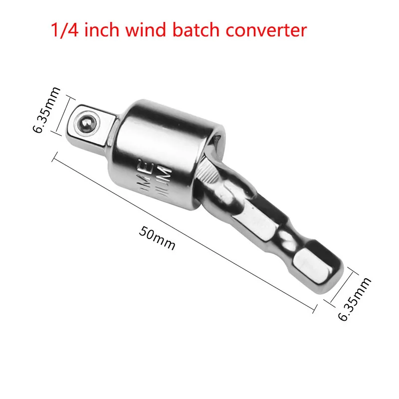 1/4 3/8 1/2 Wind Batch converter Hex Handle Electric Wrench Square Head Sleeve 360 Degree Spin Conversion Tool Hand Connect Rod