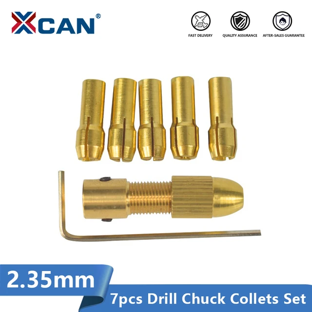 XCAN Mini uchwyt wiertarski Adapter Collet 7 sztuk 2.35mm wał silnika elektrycznego dla Dremel akcesoria obrotowe 0.5-3.0mm wiertła Collet