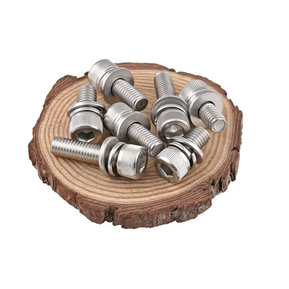 M2.5-M8 Hexagon Hex Socket Head Cap Three Combination Bolts 304 Stainless Steel Knurled Cylinder Allen With Washer Sems Screw