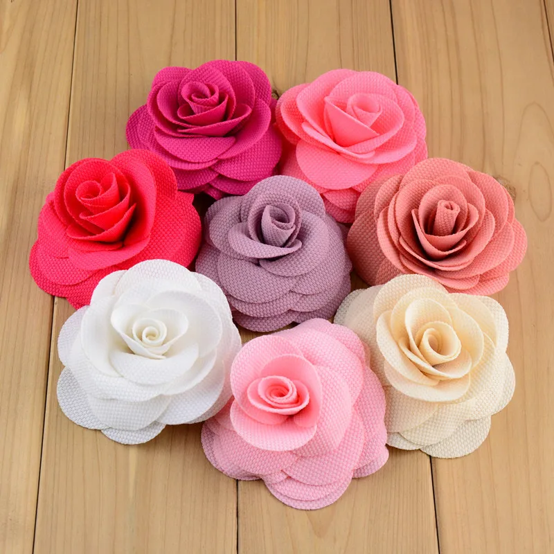 Hot Sale 40pcs/lot 8CM Chiffon Flower Fabric Rose Hair Flowers For Headband Fabric Flowers For Craft Hair Accessories LSFB053