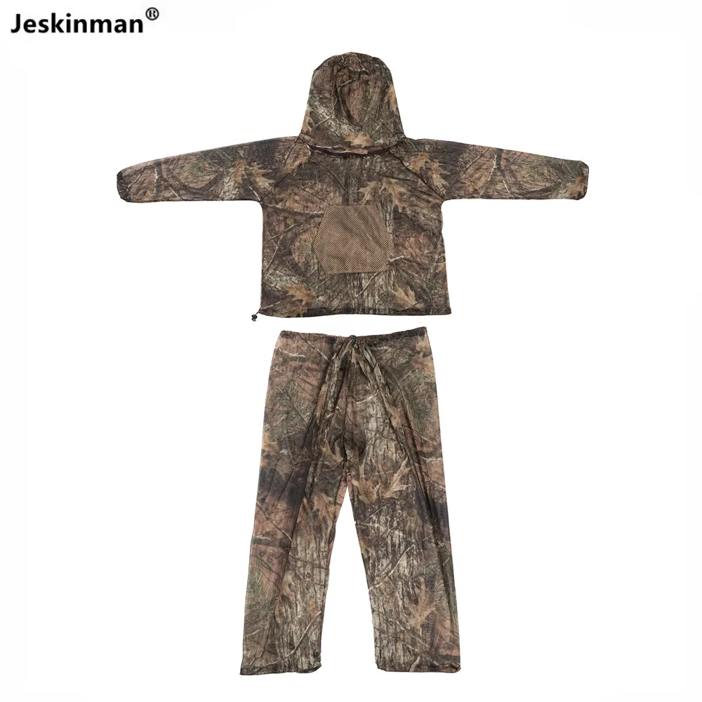 Ultra Thin Bionic Camouflage Hunting Suit Anti-Mosquito Fishing Adventure Climbing Camping Hooded Mesh Clothes Beekeeping Suit