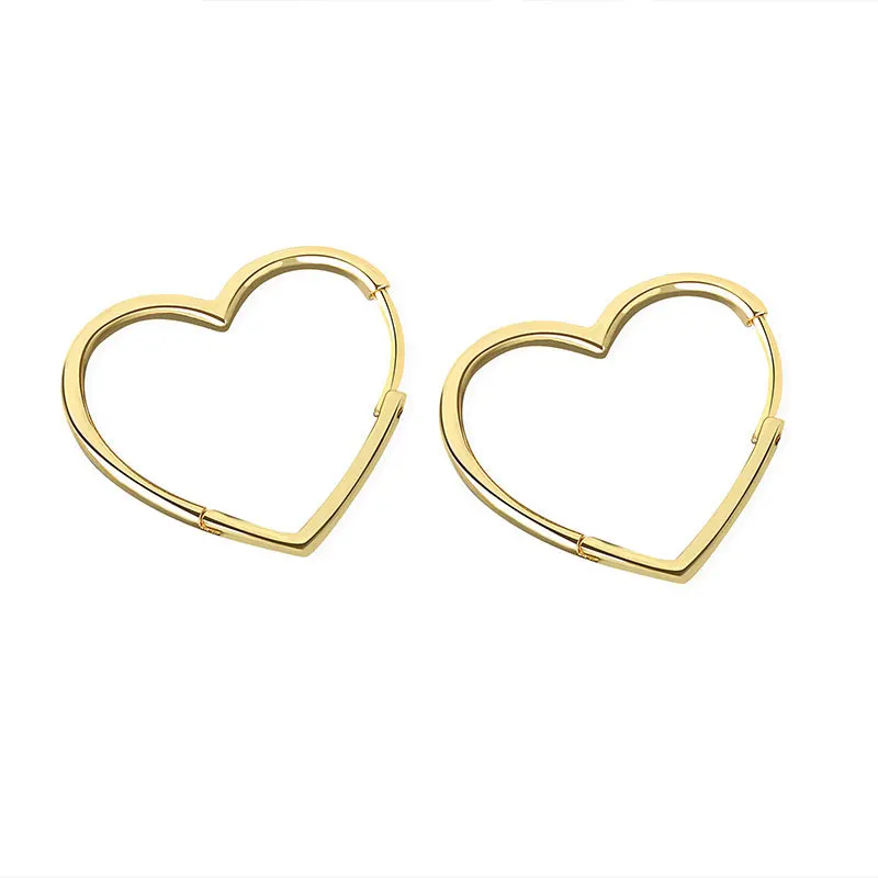 925 Sterling Silver Earrings Charm Women Trendy Jewelry Vintage Simple Retro Party Accessories Gifts Heart Gold Earring