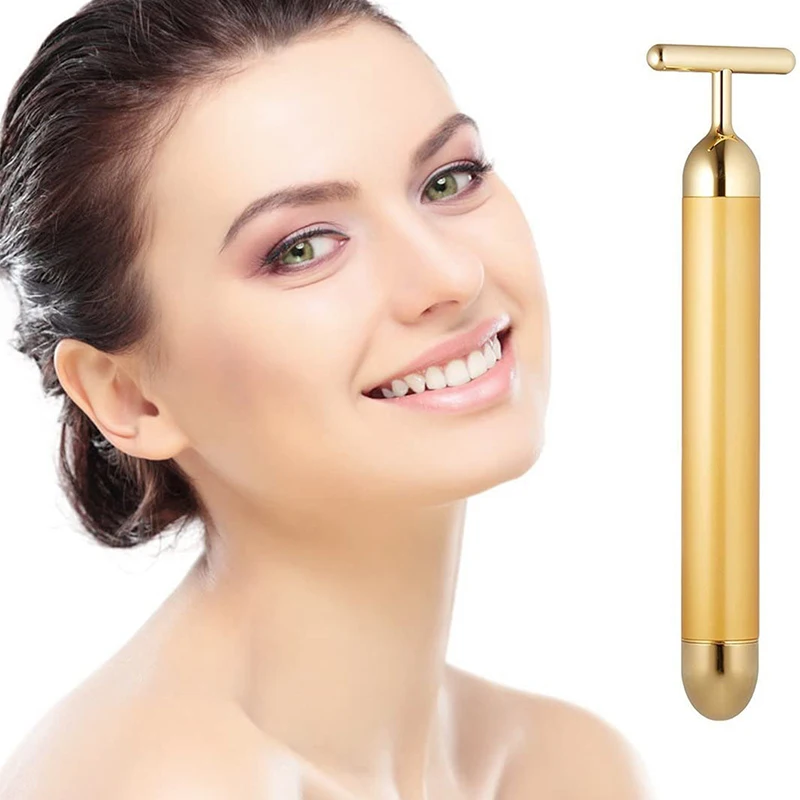 

24K Gold Vibration Beauty Bar Facial Roller Massager Stick Lift Skin Tighting Wrinkle Slimming Face