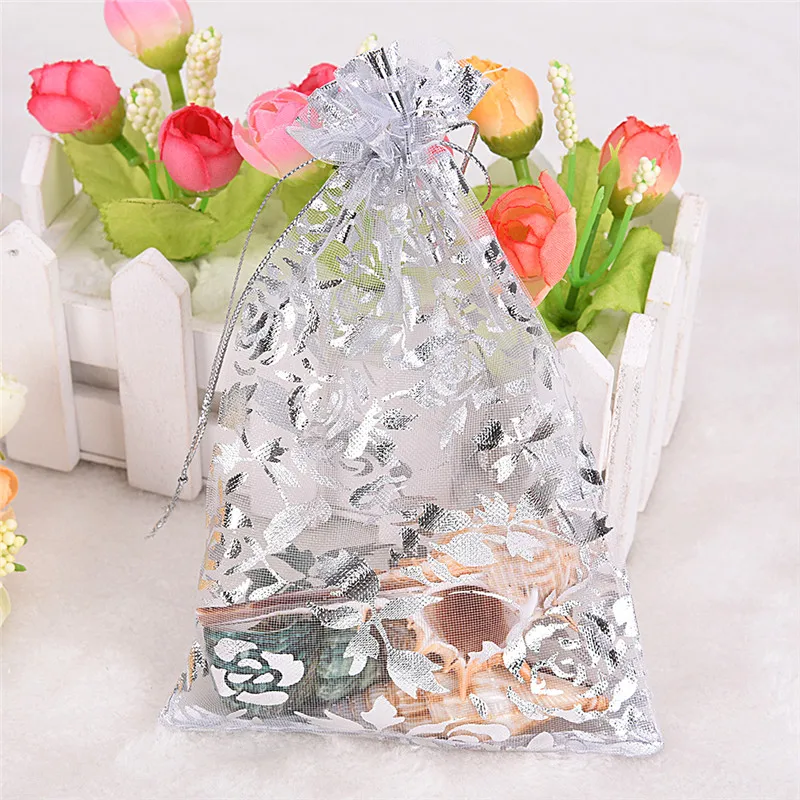 10pc/set Drawable Organza Drawstring Bags 3Sizes 7*9/9*12/11*16CM Small Organza Bags