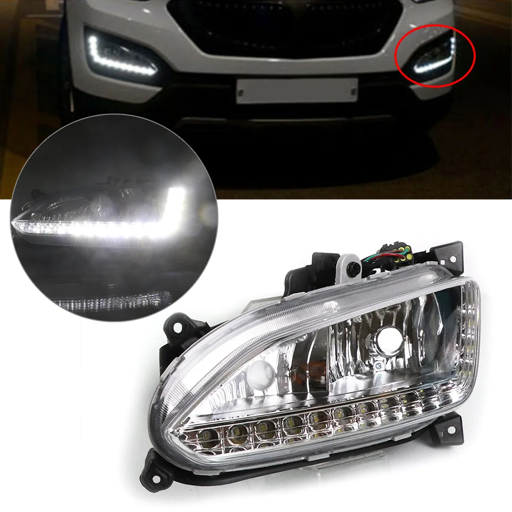 1pcs Auto LED DRL Daytime Running Light Front Right Fog Lamp Left side For Hyundai IX45 Santa Fe 2013 2014 2015 Car Accessories