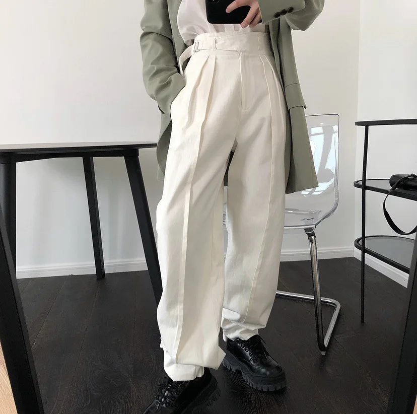 

Women High Waist Pants Adjustable Waist Oversize Loose Wide Leg Pants Trousers