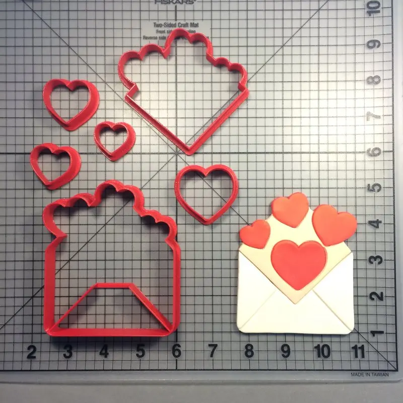 Valentines Day Love Letter Heart Envelop Message Text Shape Fondant Decorated Cookie Cutter Custom Made 3D Printed