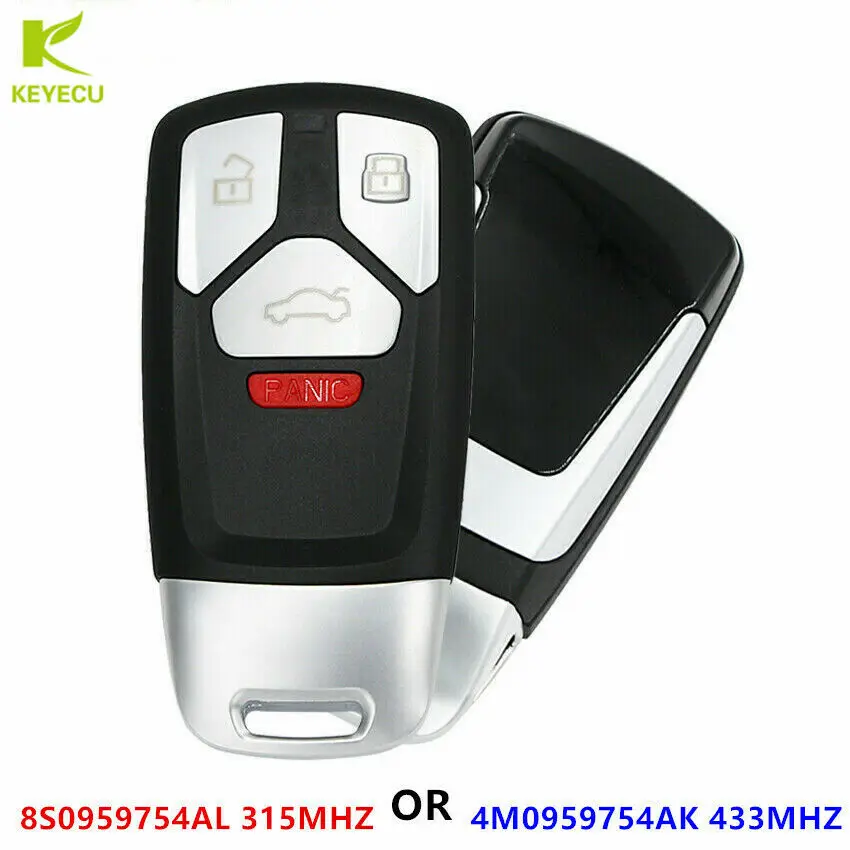 KEYECU Replacement Smart Remote Key Fob 4 Button 8S0959754 AL-315MHZ,4M0959754AK-433MHZ for Audi 2017-up A3 R8, 2016-Up TT