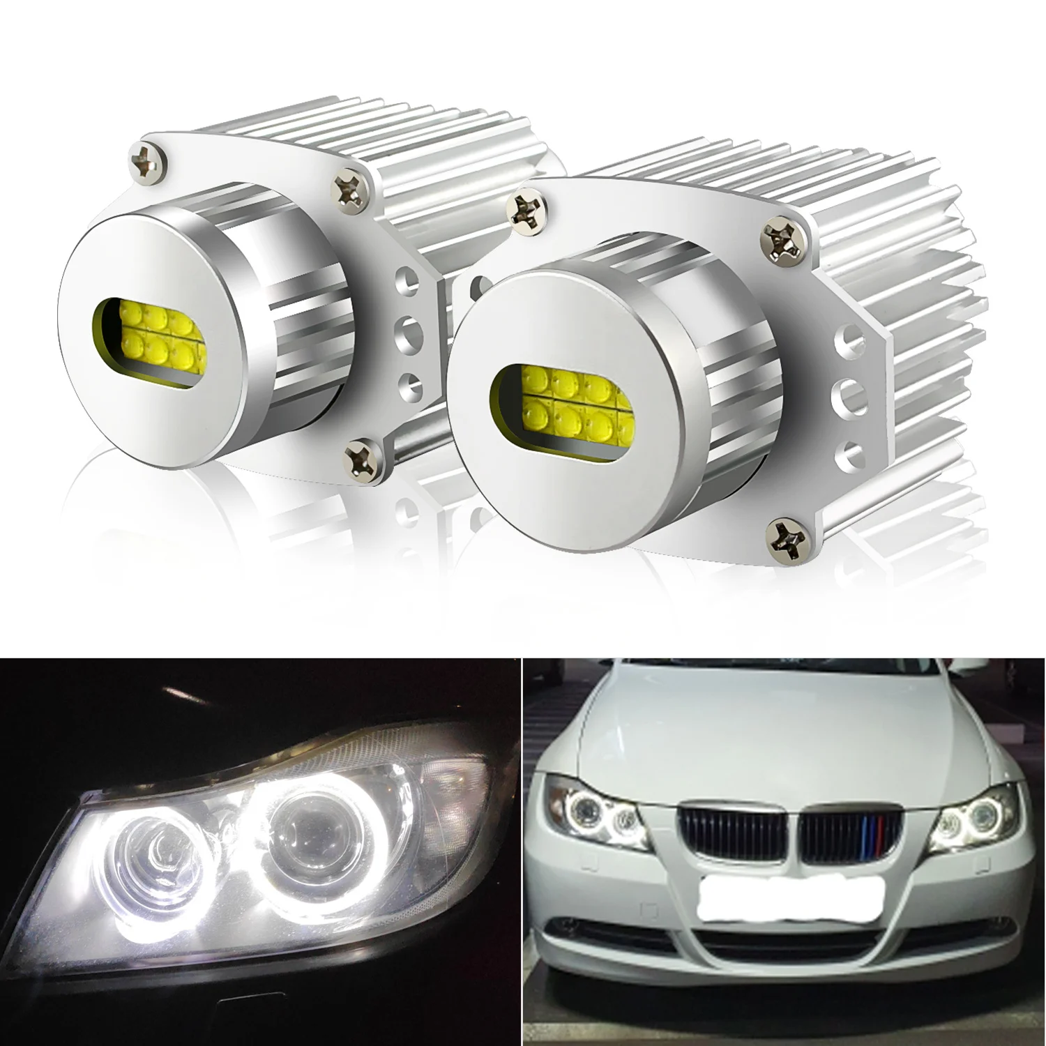 

2pcs 80W Canbus LED Car Halo Rings Angel Eyes Bulbs For BMW 3 series E90 E91 Pre-facelift 2005 2006 2007 2008 Headlights Lamps