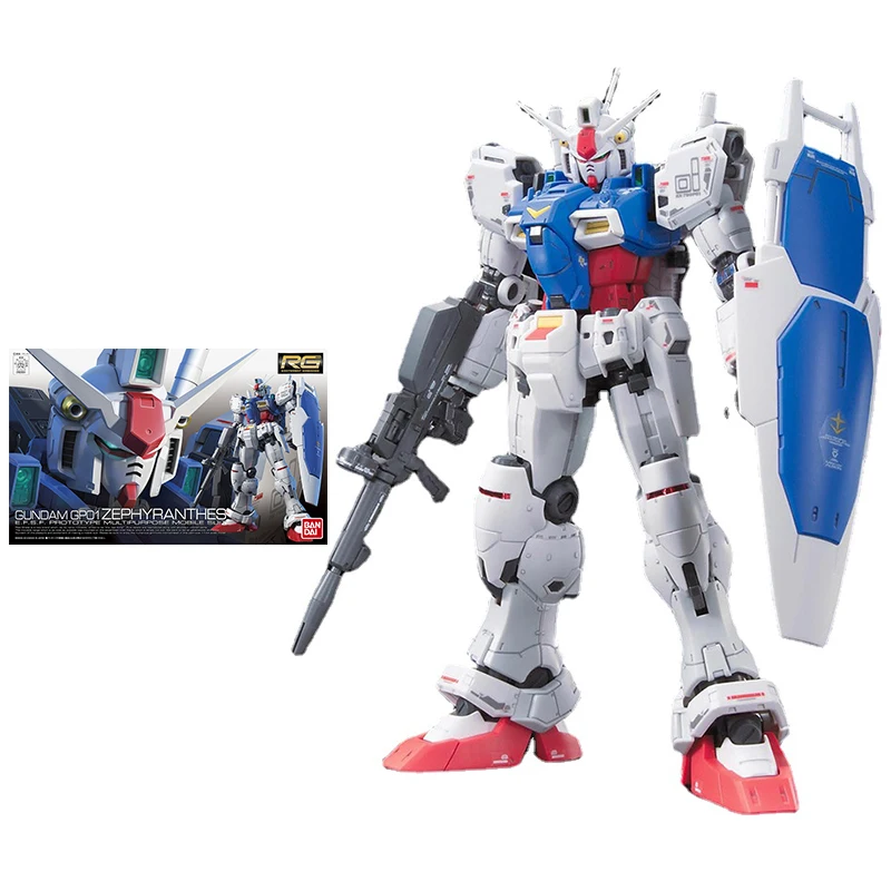 Bandai Gundam Model Kit Anime Figure RG 1/144 RX-78 GP01 Zephyranthes Genuine Gunpla Model Action Toy Figure Toys for Children