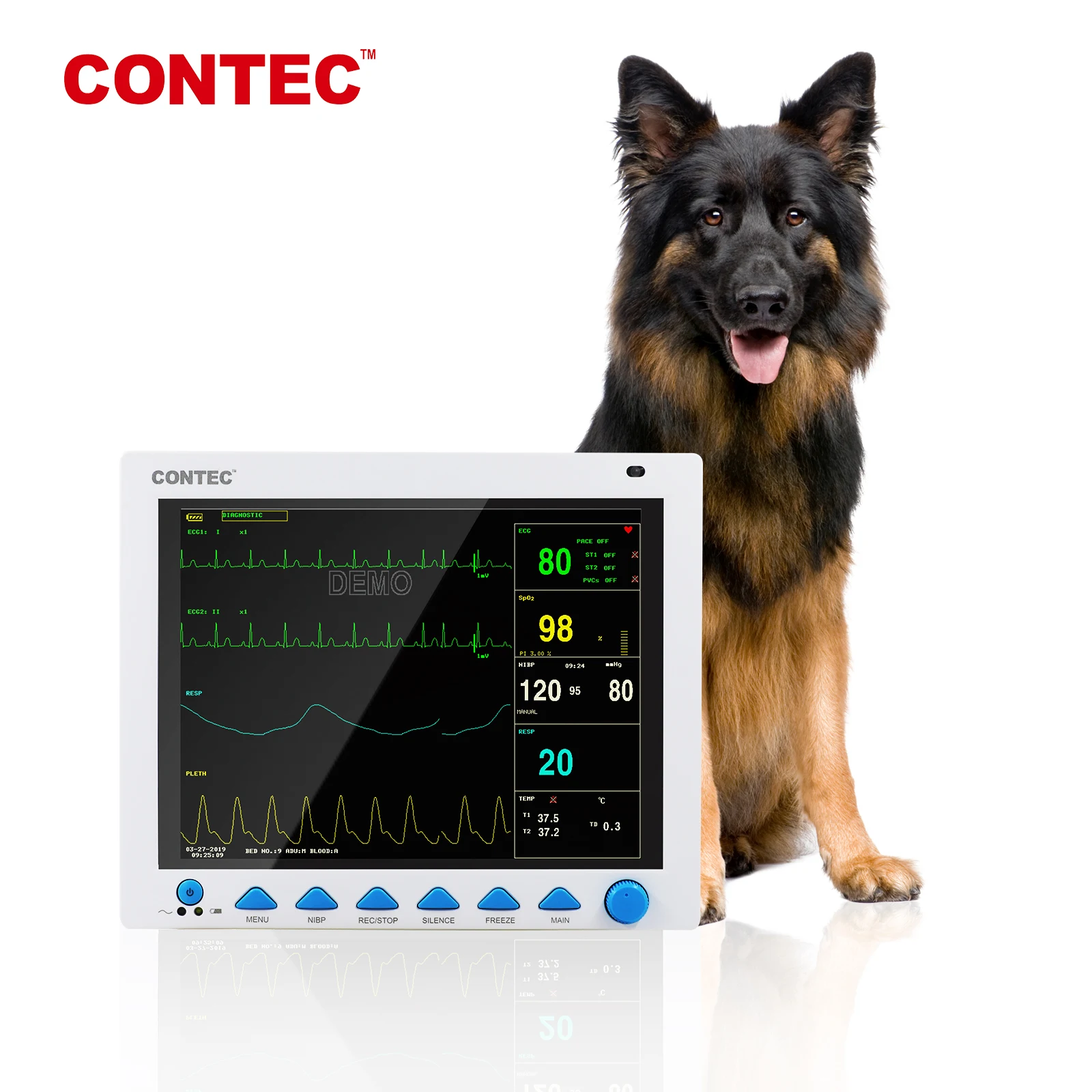 CONTEC CMS8000 vet Capnograph CO2 Patient Monitor ETCO2 Vital Signs 7 Parameters Multi-Parameter CCU