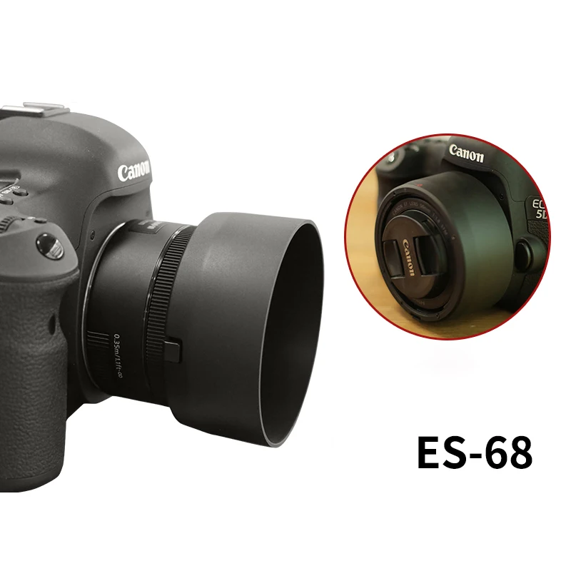 ES-68 Camera lens hood for Canon DSLR EF 50mm f/1.8 STM prime lens accessories small spittoon 49mm dust-proof ES 68 ES68