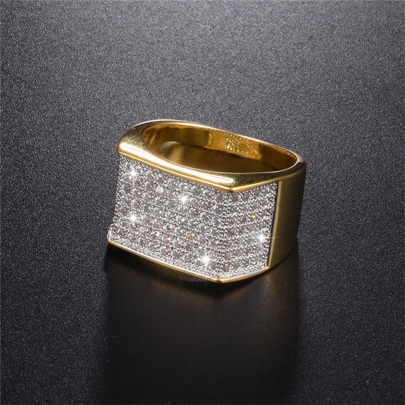 Men\'s Luxury Hip Hop Ring jewelry 925 Silver bling SONA Simulated Diamond painting full gold rings for boys Party gift Size 8-13