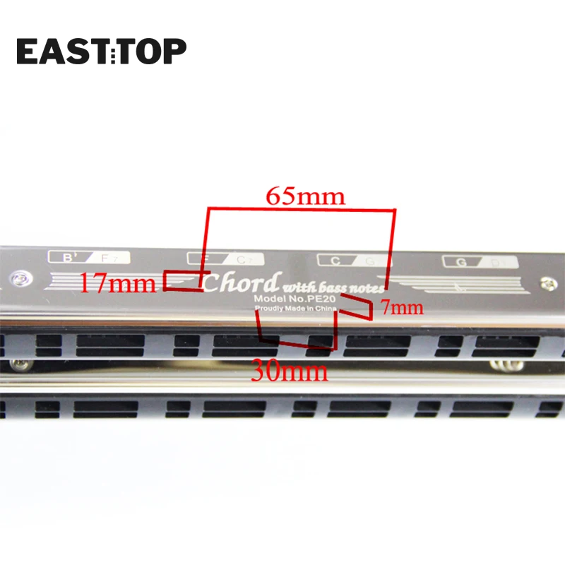 EASTTOP  New Double Harmonica Chord Harmonica With Root PE20(T2-1S)  Band Orchestra Special Mouth Organ Musical Instrument