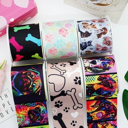 DIY Cartoon Dog Printed Grosgrain Ribbon For Craft Supplies Sewing Accessories 5 Yards, Planar Resins 10 Pieces. 55186