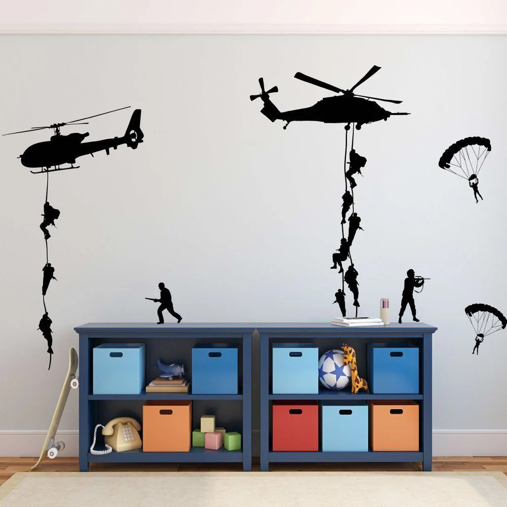 Army Soldier Wall Stickers Vinyl Art Decals Teens Boys Men Military Fans Bedroom Home Decoration