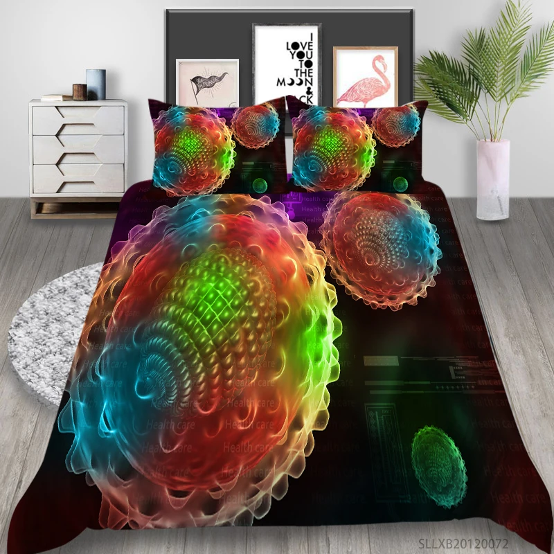 3D Bedding Set Microorganism Duvet Cover Set 2/3 Pcs Highend Polyester Bedclothes King Queen Full Double Bedroom Decor