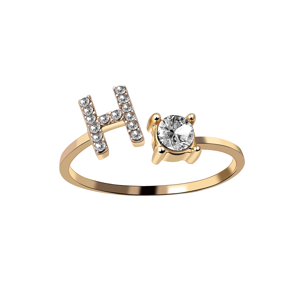 Modischer Initialen-Ring A-Z für Damen, Klassischer Gold- oder Silberfarbener Offener Fingerring für Partys, Schmuckgeschenk, Großhandel – Detail 20