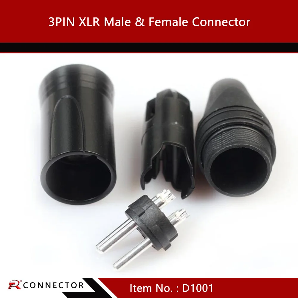 1pc NC3MXX&NC3FXX XLR connector, 3 Pin, Soldering XL Male Plug&Female Jack Audio Microphone Connector for MIC, 7colors available