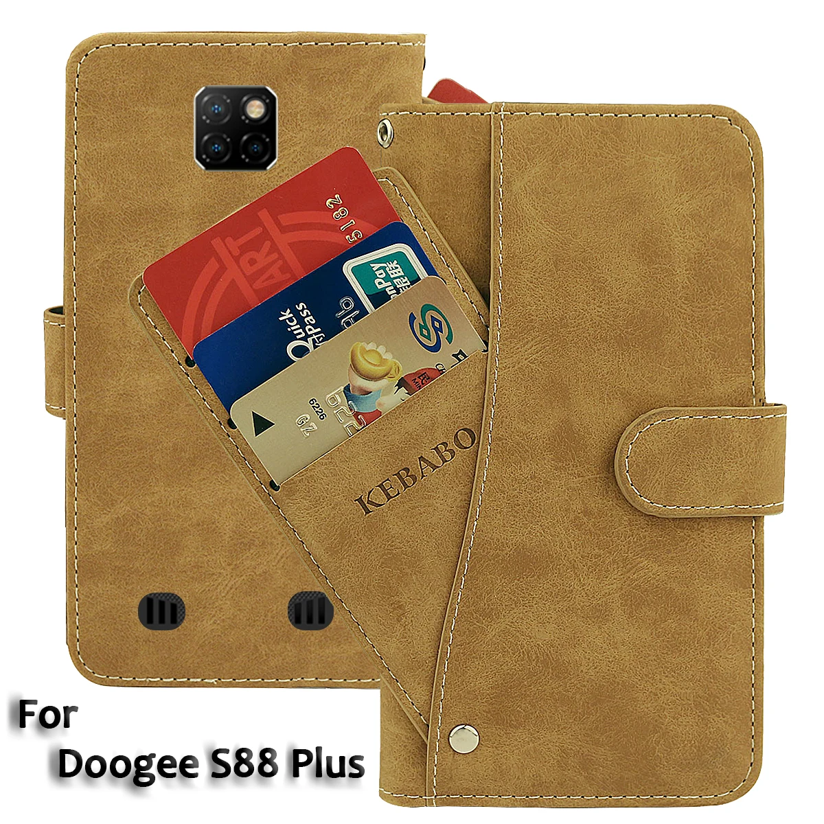 Vintage Leather Wallet Doogee S88 Plus Case 6.3