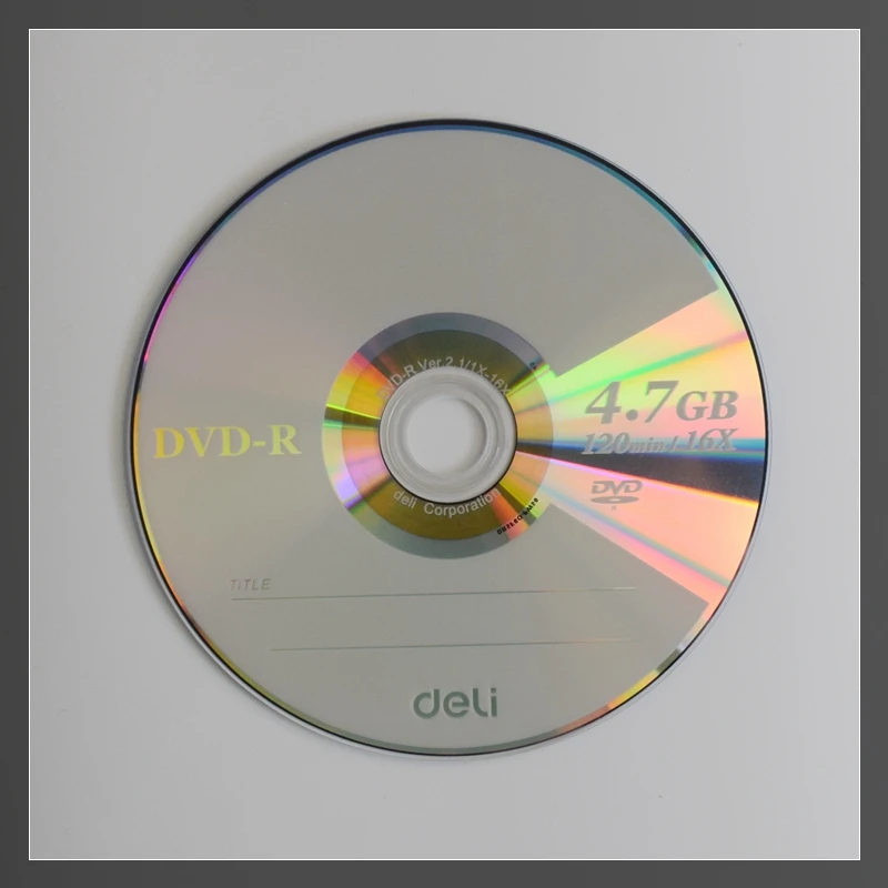 4PCS/LOT Deli 3724 DVD-R Blank Disc Recordable DVD Single Chip Recordable Digital Versatile 4.7GB/120min/16x DVD-R Disc