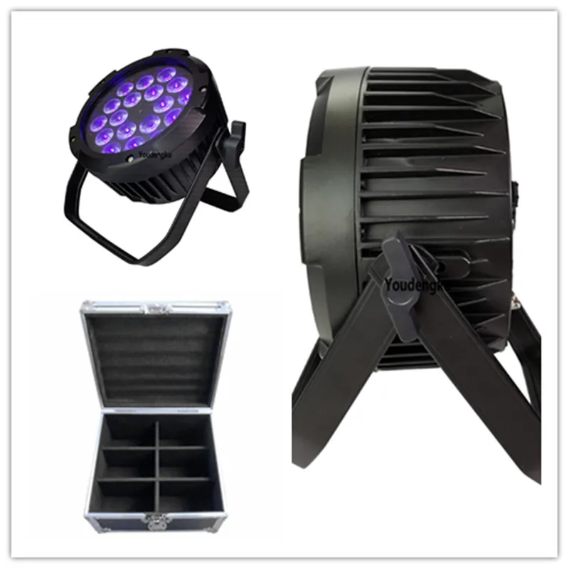 6 pieces with flightcase slim par led 18x12w 4in1 waterproof rgbw led par silence dmx led flat par can light