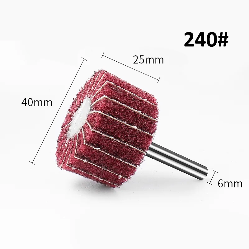 Non-Woven Polishing Flap Sanding Wheel Dremel Electric Drill Brush 6mm Shank For Rust Removal Deburring Head