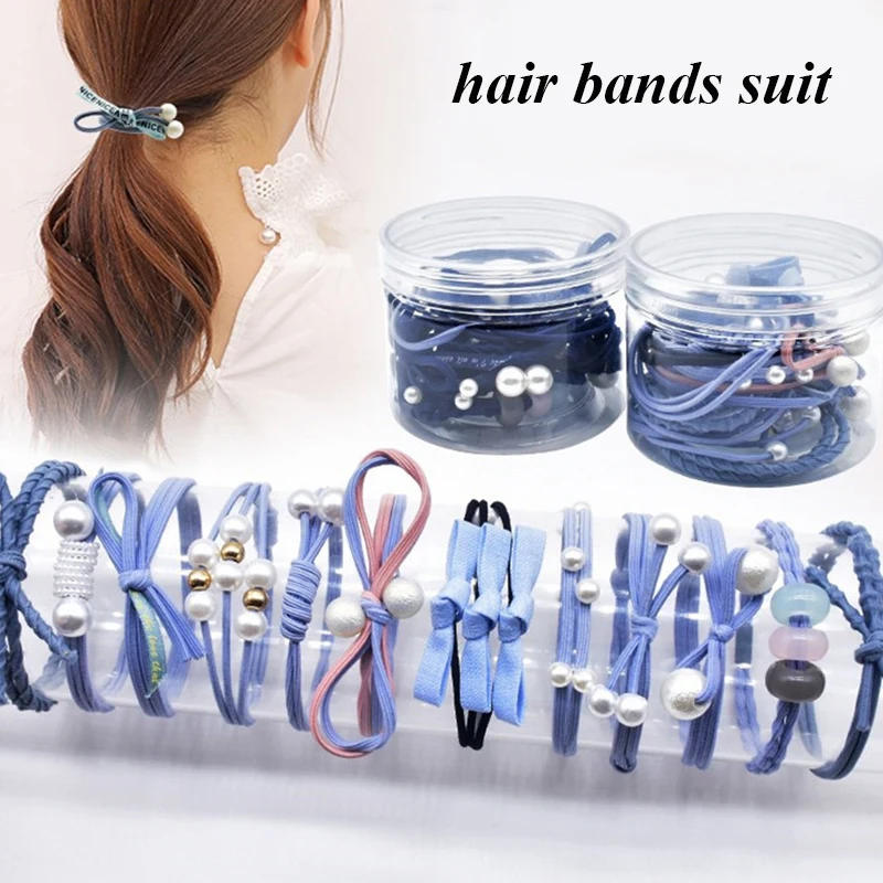 

12-100PCS/Set Women Elastic Hair Rubber Bands Pearl Girls Hair Bands Scrunchies Bow Knot Hair Accessories Hair Ties Gum