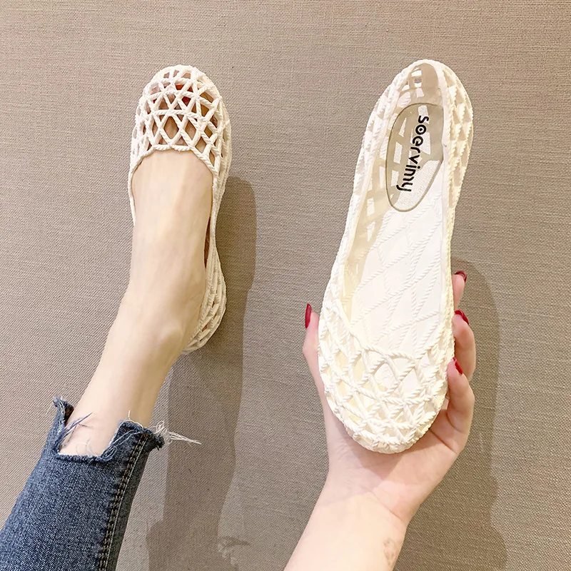 Plastic Sandals Shoes for Women Summer Slip On Loafers Jelly Shoes 2021 New Female Beach Shoes Sandals Flats Soft Comfortable