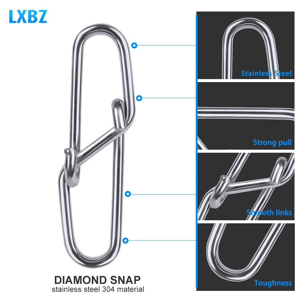 100pcs fishing swivels Stainless steel diamond needle 12mm-28.5mm 0#-6# Swivel Snap fishing carp tackle Proberos