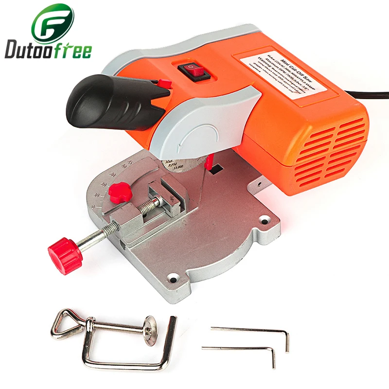 

110V-220V Mini Bench Cut Saw Blade Soft Metals Wood Plastic 0-45° Table Saw Miter Angle Circular Saw Steel Cutting 7800RPM 90W