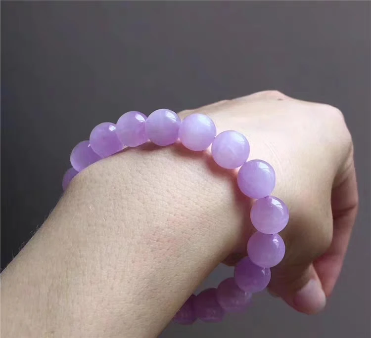 Natural Purple Kunzite Round Beads Bracelet Gemstone Women Men Cat Eye Kunzite Round Bracelet Fashion Jewelry 7mm 8mm AAAAAA