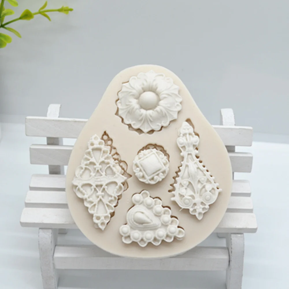 Gem Cake Border Silicone Resin Molds For Baking Gem Jewelry Relief Fondant Cake Decorating Tools Chocolate Candy Moulds