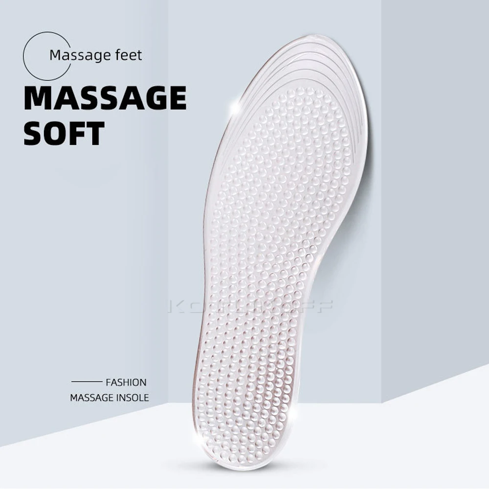 Silicone Gel Insoles Soft Massage Full Foot Pad Elastic Sports Running Walking Shock Absorption Leisure Self-Adhesive Insoles