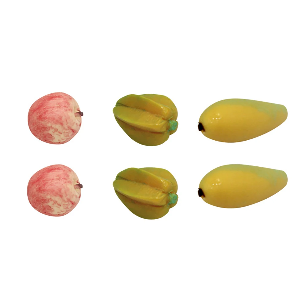 2Pcs 1/12 Dollhouse Miniature Accessories Mini Resin Fruit Simulation Apple Mango Carambola Model Toy for Doll House Decoration