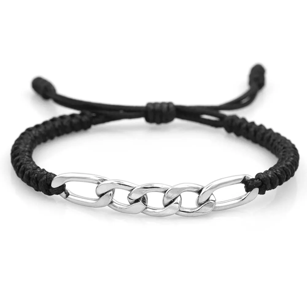 LENGIE Cable Curb Link Stainless Steel Vintage Chain Skull Bracelet Adjustable Rope Bracelet For Men Women Lovers Couple jewelry